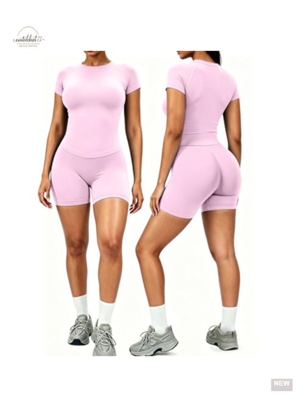 2 Piece Workout Set for Women Seamless Ribbed Crop Top & Biker Shorts, 90%